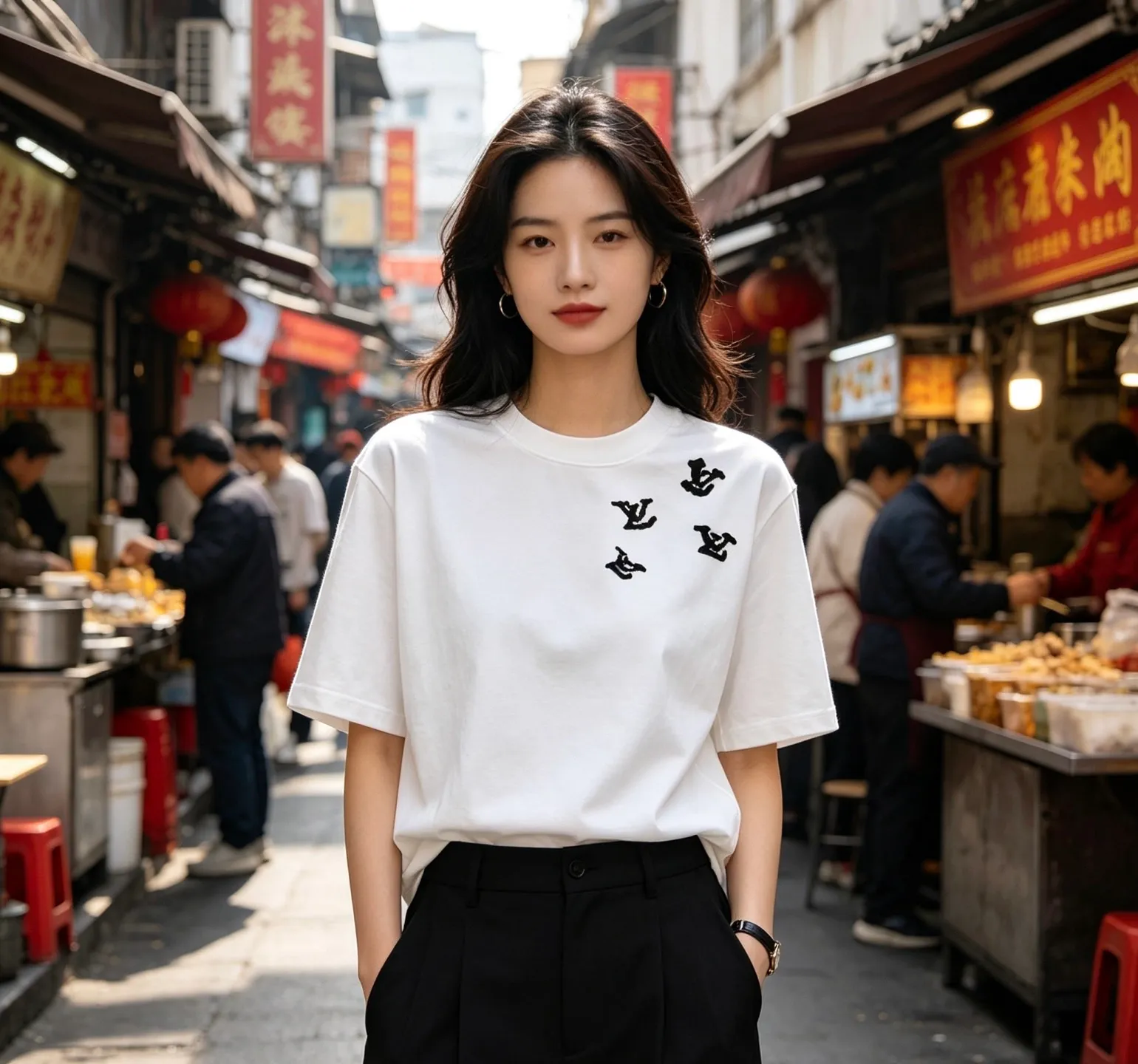 Louis Vuitton/Louis Vuitton 26ss flocked presbyopia logo printed short sleeves